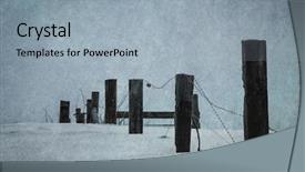  Presentation with applied geomorphology - Cool new presentation with barbed wire - cold winter field and field backdrop and a light blue colored foreground