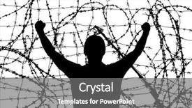 Presentation with prison - PPT theme featuring barbed wire - man in prison conceptual design background and a gray colored foreground