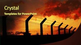  Presentation with sunset - Cool new PPT layouts with barbed wire - sunset behind fence backdrop and a tawny brown colored foreground