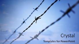  Presentation with sky - Amazing PPT theme having barbed wire against evening sky backdrop and a light blue colored foreground