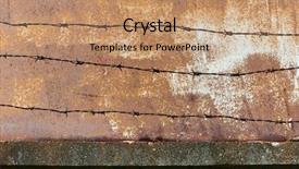  Presentation with barbed wire on the sky - PPT theme featuring barbed wire against rusted wall background and a coral colored foreground