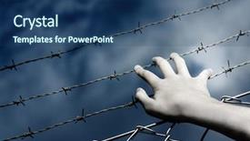  Presentation with barbed wire on the sky - Audience pleasing PPT theme consisting of brain war - two chess horse faced white backdrop and a mint green colored foreground