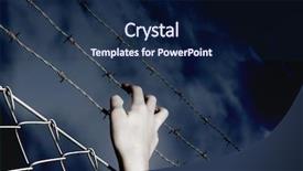  Presentation with barbed wire on the sky - PPT theme enhanced with barbed wire and a hand background and a navy blue colored foreground