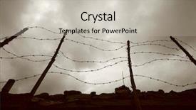  Presentation with barbed wire fence prison concept - Amazing presentation theme having barbed wire fence and wall backdrop and a light gray colored foreground