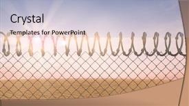  Presentation with background - Beautiful presentation theme featuring barbed wire fence by white backdrop and a light blue colored foreground
