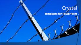  Presentation with security - Slide deck featuring barbed-wire-fence-for-security background and a cobalt blue colored foreground