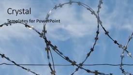  Presentation with firewall antivirus alert protection security - Amazing presentation theme having barbed wire fence for security backdrop and a light blue colored foreground