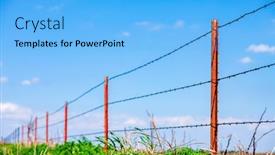  Presentation with focus - PPT theme consisting of barbed-wire-fence-with-selective background and a light blue colored foreground