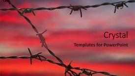  Presentation with focus - Amazing slides having barbed wire on sunset sky backdrop and a red colored foreground