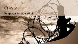  Presentation with prison fence - Slide set consisting of barbed-wire-prison-fence-sillouted background and a soft green colored foreground