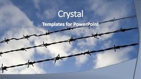 Presentation with blue sky - Amazing PPT theme having barbed wire towards blue sky backdrop and a ocean colored foreground