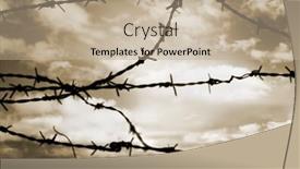  Presentation with barbed wire on the sky - Cool new PPT theme with barrage - barbed wire backdrop and a coral colored foreground