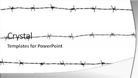  Presentation with barbed wire on the sky - Cool new slide deck with barbed wires isolated on white backdrop and a white colored foreground