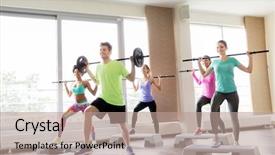  Presentation with step - Slides having barbell bars and step platform background and a coral colored foreground