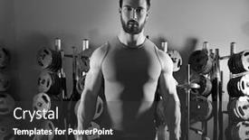  Presentation with weightlifting barbell - Amazing presentation theme having barbell beard man workout fitness at weightlifting gym backdrop and a dark gray colored foreground