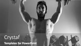  Presentation with weightlifting barbell - Presentation theme with barbell beard man workout fitness at weightlifting gym background and a gray colored foreground