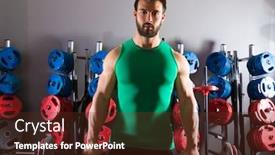  Presentation with weightlifting barbell - Beautiful PPT layouts featuring barbell beard man workout fitness at weightlifting gym backdrop and a tawny brown colored foreground