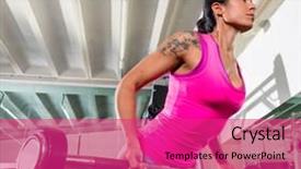  Presentation with barbell - Beautiful slides featuring barbell bent over row supine backdrop and a purple colored foreground