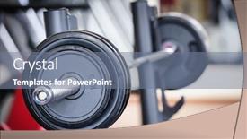  Presentation with barbell - Colorful slide set enhanced with barbell ready for workout indoors selective focus backdrop and a seafoam green colored foreground