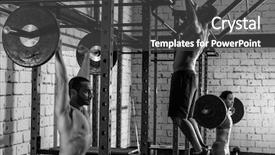 Presentation with weightlifting - Audience pleasing slides consisting of barbell weight lifting group weightlifting backdrop and a dark gray colored foreground