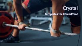  Presentation with barbell - Slide set featuring barbells - male athlete prepares to pull background and a  colored foreground