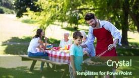  Presentation with part time job during studies - Amazing PPT layouts having barbeque - father and son barbequing backdrop and a tawny brown colored foreground