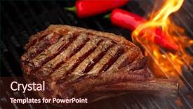  Presentation with food bbq - Cool new presentation theme with barbeque - food meat - beef steak backdrop and a tawny brown colored foreground