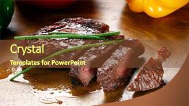  Presentation with texas cattle beef - Beautiful theme featuring barbeque - picanha traditional brazilian beef cut backdrop and a tawny brown colored foreground