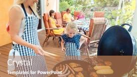  Presentation with mom daughter - Slide deck featuring barbeque-party-in-the-garden background and a coral colored foreground