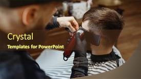  Presentation with barber - Cool new presentation with barber-in-hat-cuts backdrop and a tawny brown colored foreground