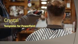  Presentation with barber - PPT theme enhanced with barber-in-hat-cuts background and a tawny brown colored foreground