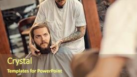  Presentation with barber - Beautiful slide deck featuring barber man grooming of real backdrop and a tawny brown colored foreground