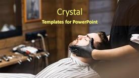  Presentation with shave - Beautiful PPT layouts featuring barber preparing his client skin for shave backdrop and a tawny brown colored foreground