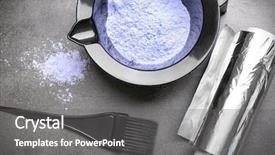  Presentation with hair color - Audience pleasing slides consisting of barber set with hair dye backdrop and a gray colored foreground