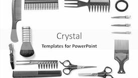 Presentation with barber - PPT layouts featuring barber set with tools isolated on white background and a white colored foreground
