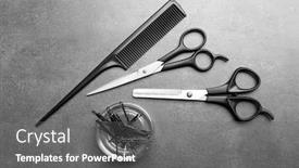  Presentation with barber - Cool new presentation theme with barber-set-with-tools backdrop and a gray colored foreground