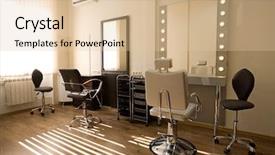  Presentation with artist - Colorful PPT theme enhanced with barber shop - cabinet make-up artist and hairdresser backdrop and a lemonade colored foreground