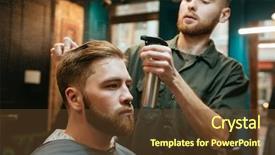  Presentation with haircut - Slides featuring barber shop - photo of hipster man getting background and a tawny brown colored foreground