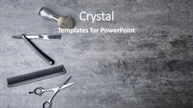  Presentation with barber shop - Amazing slide set having barber shop - professional hairdresser set for men backdrop and a gray colored foreground