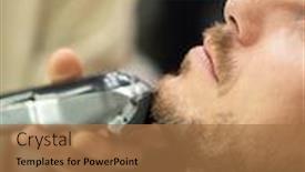  Presentation with barber - Slide deck featuring barber-trimming-beard-of-male background and a coral colored foreground