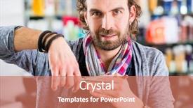  Presentation with barber shop - Presentation design featuring barber trimming man hair background and a coral colored foreground