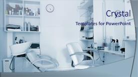  Presentation with barber - Cool new presentation theme with barber work place in modern beauty salon backdrop and a sky blue colored foreground