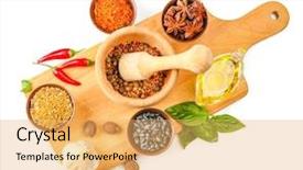  Presentation with barberry - Audience pleasing PPT layouts consisting of barberry - composition with different spices backdrop and a yellow colored foreground