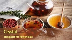  Presentation with goji - Beautiful PPT theme featuring barberry - composition with goji tea backdrop and a tawny brown colored foreground