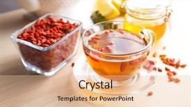  Presentation with goji - Audience pleasing slides consisting of barberry - composition with goji tea backdrop and a lemonade colored foreground