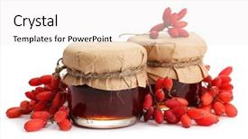  Presentation with barberries - Colorful presentation theme enhanced with barberry - ripe barberries and jars backdrop and a  colored foreground