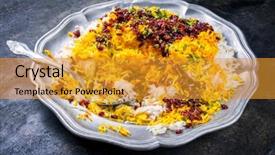  Presentation with barberry - Slide deck consisting of barberry - traditional iranian steamed saffron rice background and a gold colored foreground