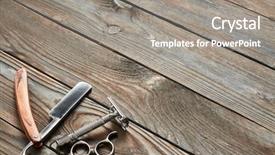  Presentation with barber shop - Amazing presentation design having barbershop - vintage barber shop tools backdrop and a gray colored foreground