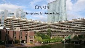  Presentation with residential - Beautiful PPT layouts featuring barbican residential area london backdrop and a light blue colored foreground