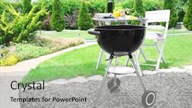  Presentation with barbie - Slide deck with barbie - barbecue grill with firewood outdoors background and a light gray colored foreground